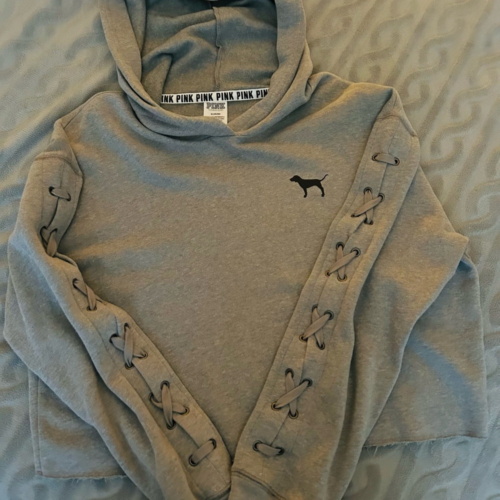 PINK Victoria's Secret Cropped Charcoal Hoodie